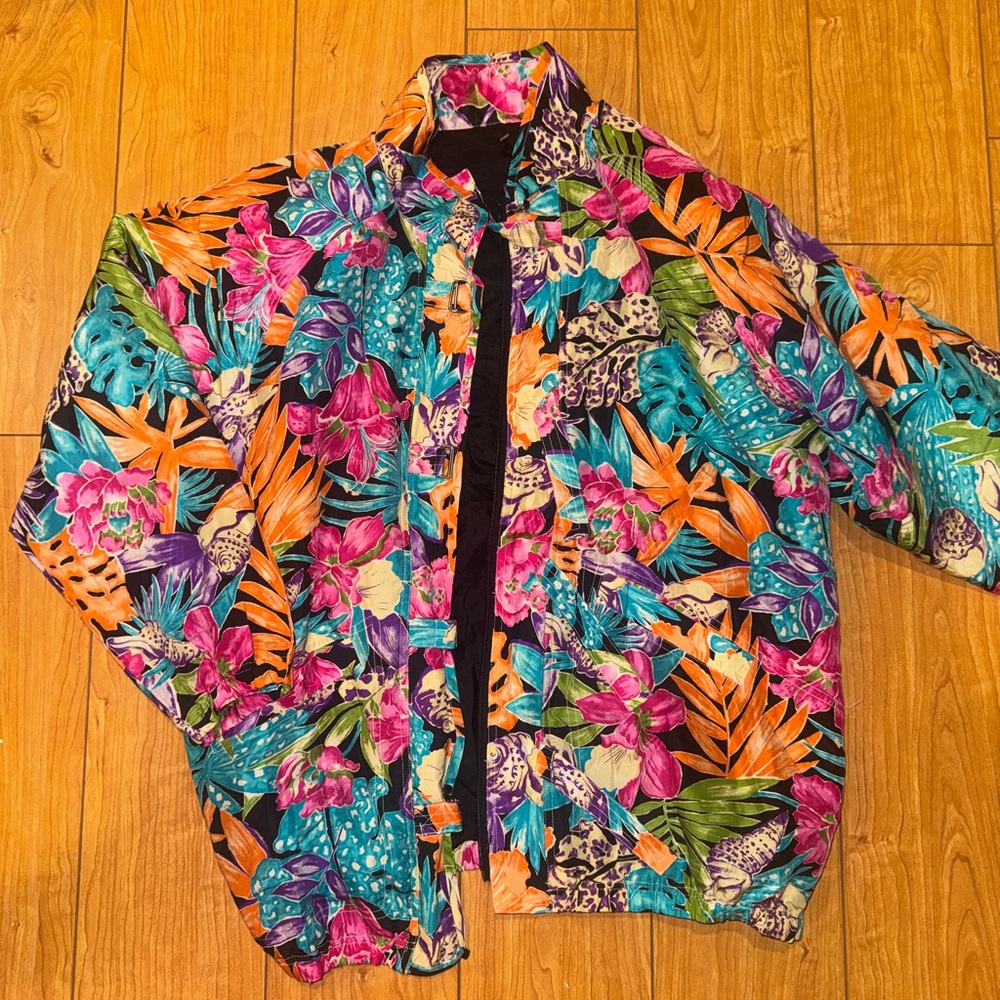 Vibrant Tropical Print Vintage Stephano World Wide Jacket